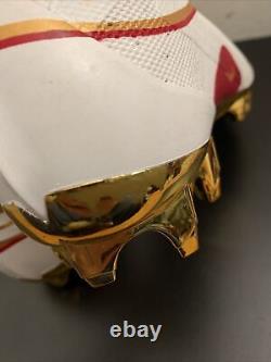 NIKE Vapor Untouchable Pro 3 Football Cleats White gold red custom paint men 9