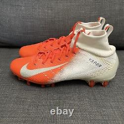 Nike Vapor Untouchable Pro 3 White/Orange Football Cleats 917165-106 Men's 10.5