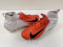 Nike Vapor Untouchable Pro 3 White Orange Football Cleats Size 11.5 AO3021-118
