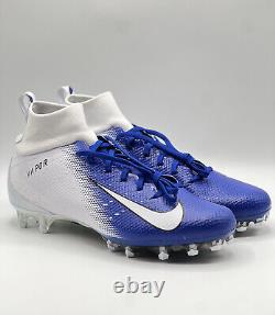 Chaussure de football Nike Vapor Untouchable Pro 3 pour hommes, pointure 13,5, blanche et bleu royal, modèle AO3021-145.