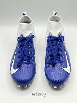 Chaussure de football Nike Vapor Untouchable Pro 3 pour hommes, pointure 13,5, blanche et bleu royal, modèle AO3021-145.